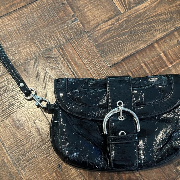 Nine West Black Clutch/Wristlet Polka dot inside . - Picture 2 of 10